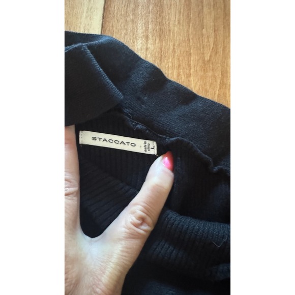 Staccato Black Ribbed Criss Cross Halter Neck Tank Top Style 53905 Womens Large - Picture 3 of 5